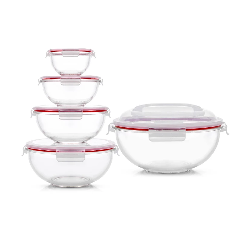 JoyJolt® Red Glass Mixing Bowls Set