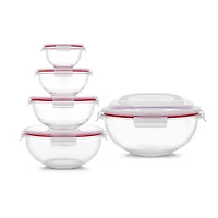 JoyJolt® Red Glass Mixing Bowls Set