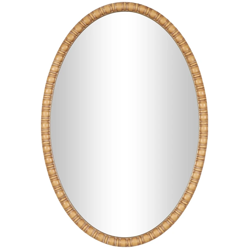 37" Brown Bohemian Framed Oval Wall Mirror