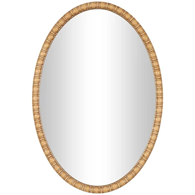 37" Brown Bohemian Framed Oval Wall Mirror