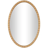 37" Brown Bohemian Framed Oval Wall Mirror
