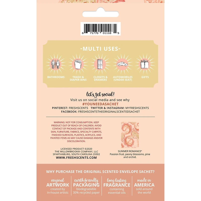 Willowbrook® Fresh Scents™ Summer Romance® Fragrance Sachets