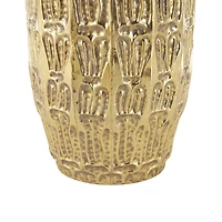 Gold Metal Tall Vase with Grooved Patterns Set