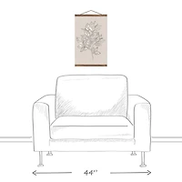 White Botanical Sketch 12" x 18" Teak Hanging Canvas