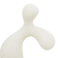 11" White Polystone Abstract Curved Shaped Sculpture with Speckled Texturing