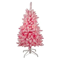 4ft. Pre-Lit Flocked Pink Pine Artificial Christmas Tree, Clear Lights