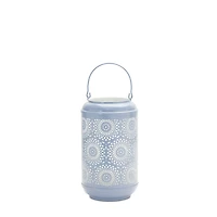 Blue Punched Metal Lantern Candle Holder Set, 11" & 13"