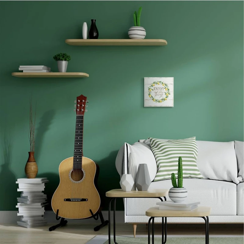 Stupell Industries Distressed Enjoy the Little Things Phrase Lemon Wreath Wood Wall Plaque