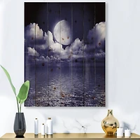 Designart - Full Moon In Cloudy Night Sky V