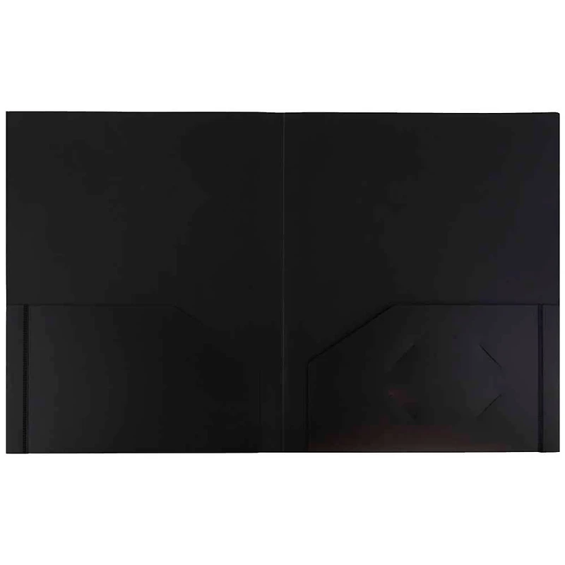 JAM Paper 9.5" x 11.5" Black Heavy Duty Plastic 2-Pocket Presentation Folders, 6ct.