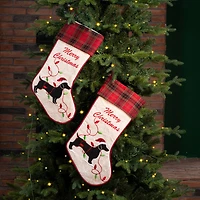 Glitzhome® 21" Merry Christmas Dachshund Stocking, Set Of 2