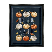 Stupell Industries Hello Fall Mixed Pumpkins Framed Floater Canvas Wall Art