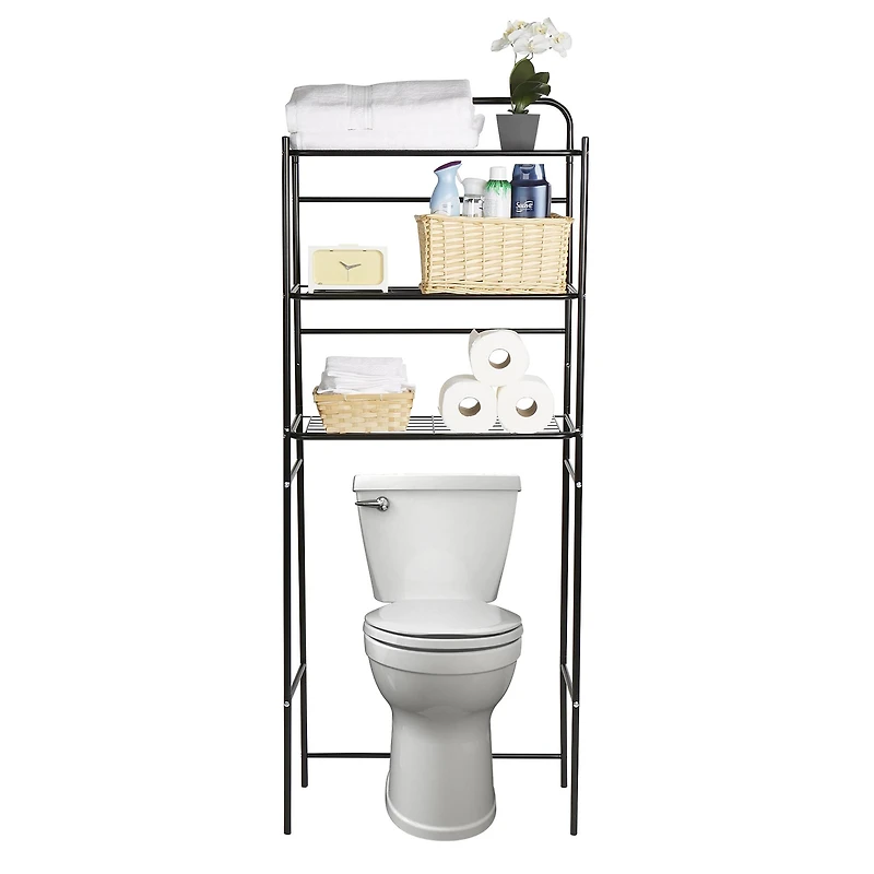 Mind Reader Black 3-Tier Over the Toilet Rack