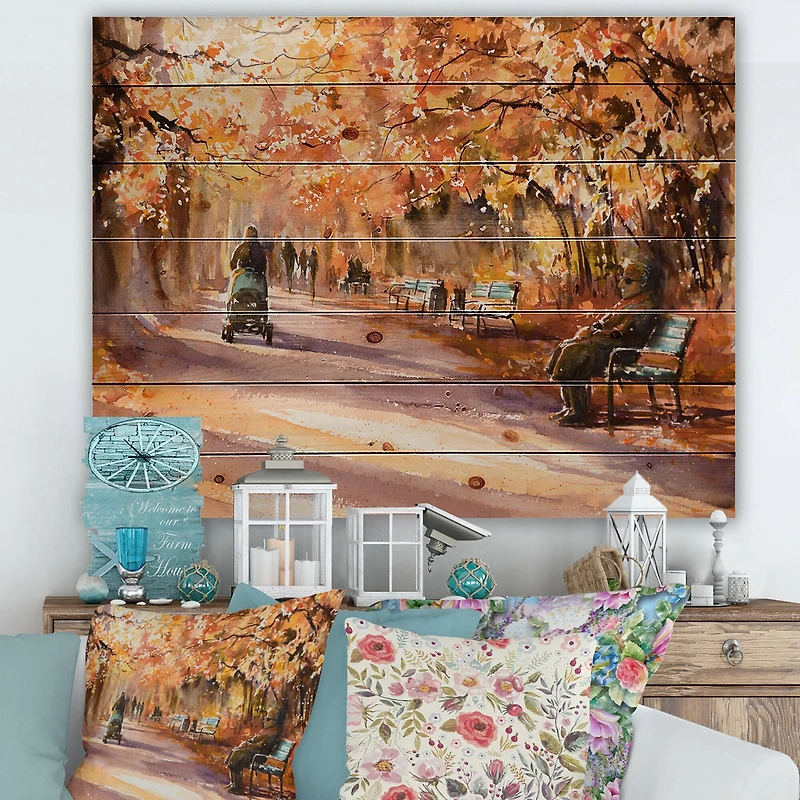 Designart - Road In The Park In Sunny Autumn Day