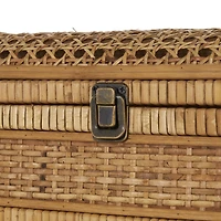 Brown Rattan Handmade Woven Storage Box with Curved Tops & Wrapped Edges, 2ct.