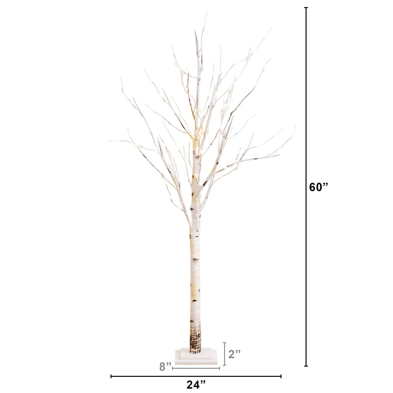 5ft. Pre-Lit Birch Artificial Christmas Tree, Warm White LED Lights