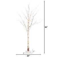 5ft. Pre-Lit Birch Artificial Christmas Tree, Warm White LED Lights
