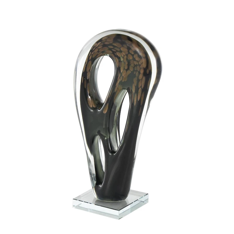 13" Black & Gold Abstract Curved Cutout Sculpture