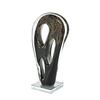 13" Black & Gold Abstract Curved Cutout Sculpture
