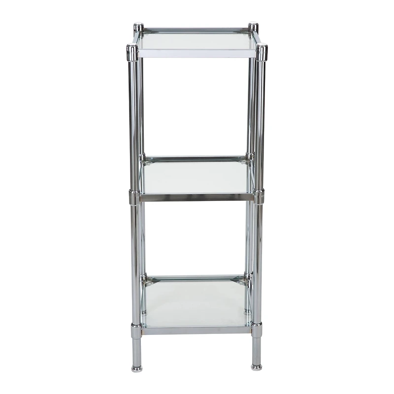 Organize It All Glacier 34" 3-Tier Freestanding Tempered Glass Shelving Tower