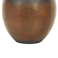 Brown Metal Antique Style Round Pot Floor Vase Set