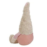 18" Pink Striped Sitting Spring Plush Gnome Figure