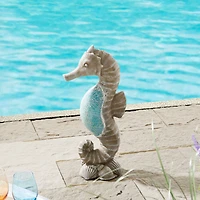 Glitzhome® 21" Faux Granite & Mosaic Seahorse Statue