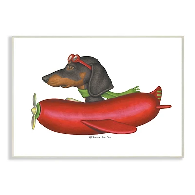 Stupell Industries Dachshund Flying in Weenie Mobile Wall Plaque