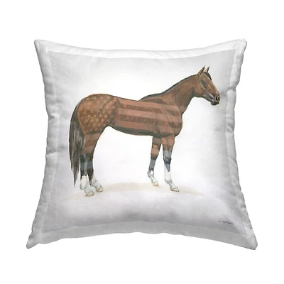 Stupell Industries American Flag Horse Decorative Printed Throw Pillow