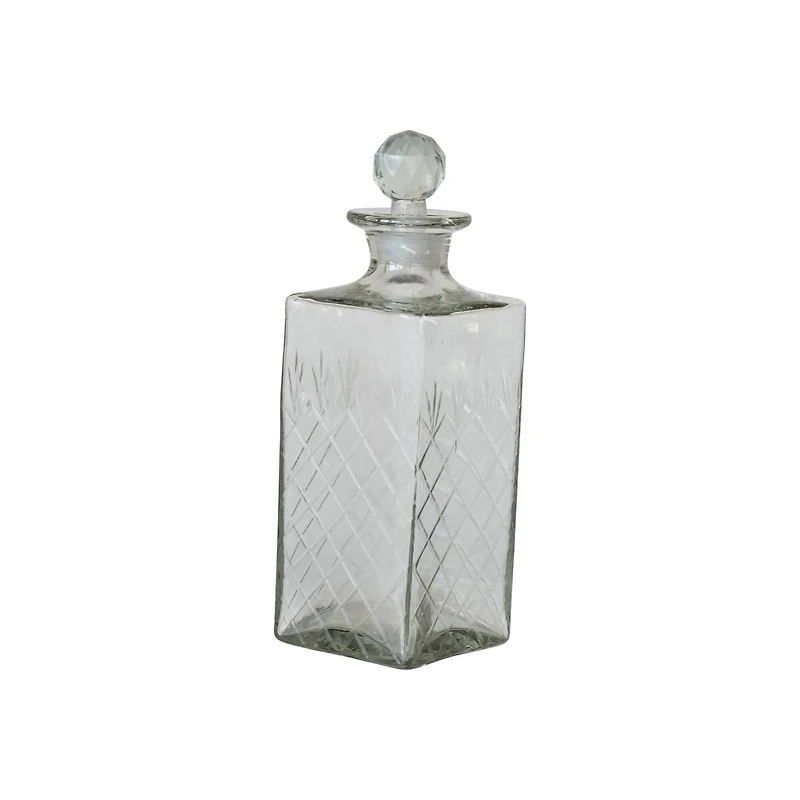 Hello Honey® 16oz. Clear Reclaimed Etched Square Glass Decanter