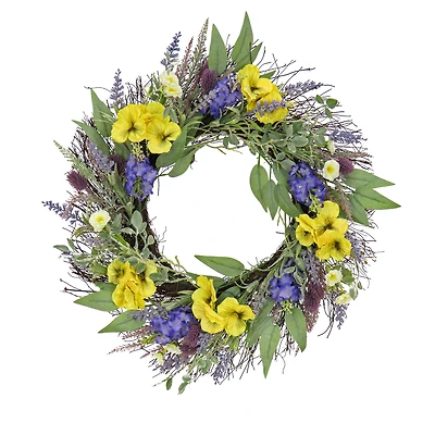 22" Pansy & Lavender Wreath
