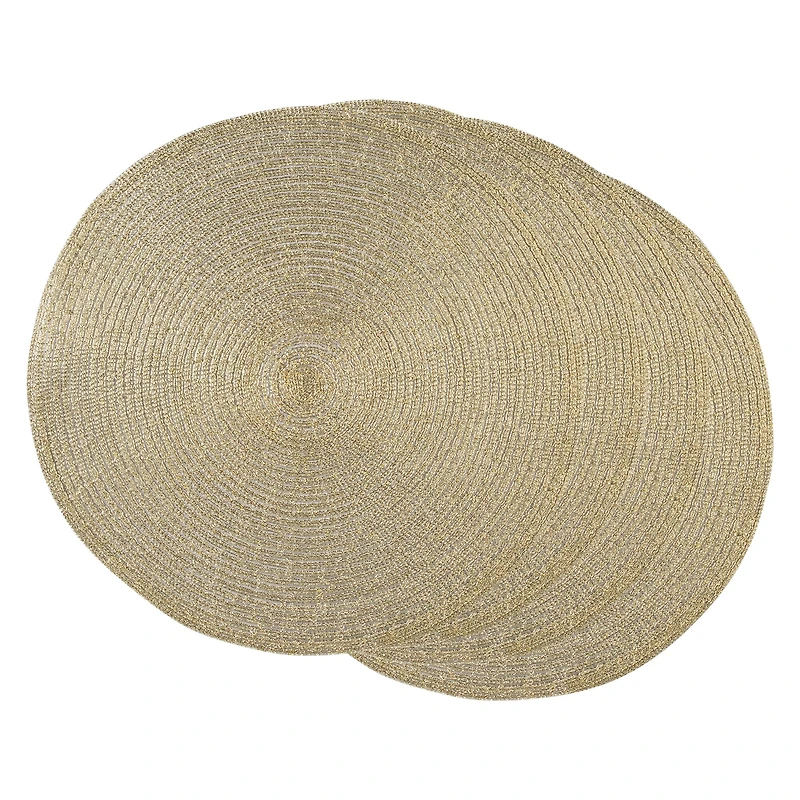 DII® Metallic Gold Round Polypropylene Woven Placemat (Set of 4)