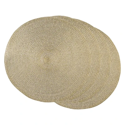 DII® Metallic Gold Round Polypropylene Woven Placemat (Set of 4)