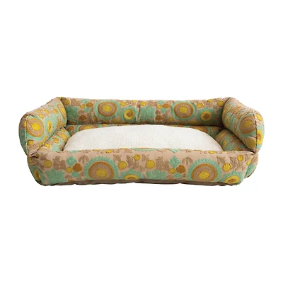 Hello Honey® 39" Taupe, Green & Mint Floral Pet Bed