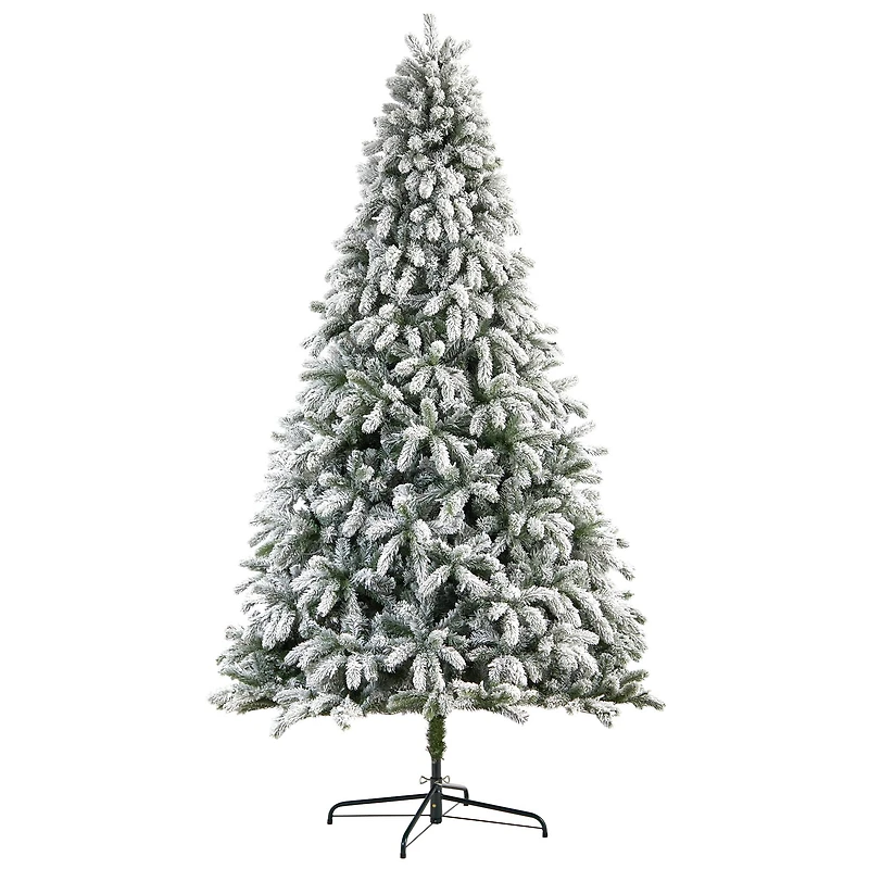 9ft. Pre-Lit Flocked South Carolina Spruce Artificial Christmas Tree, Clear LED Lights