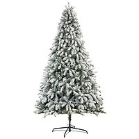 9ft. Pre-Lit Flocked South Carolina Spruce Artificial Christmas Tree, Clear LED Lights