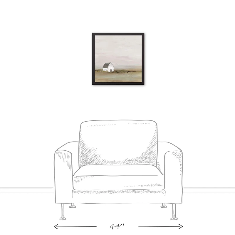 Barn In Fog 17.73" x 17.73" Black Framed Canvas