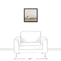 Barn In Fog 17.73" x 17.73" Black Framed Canvas