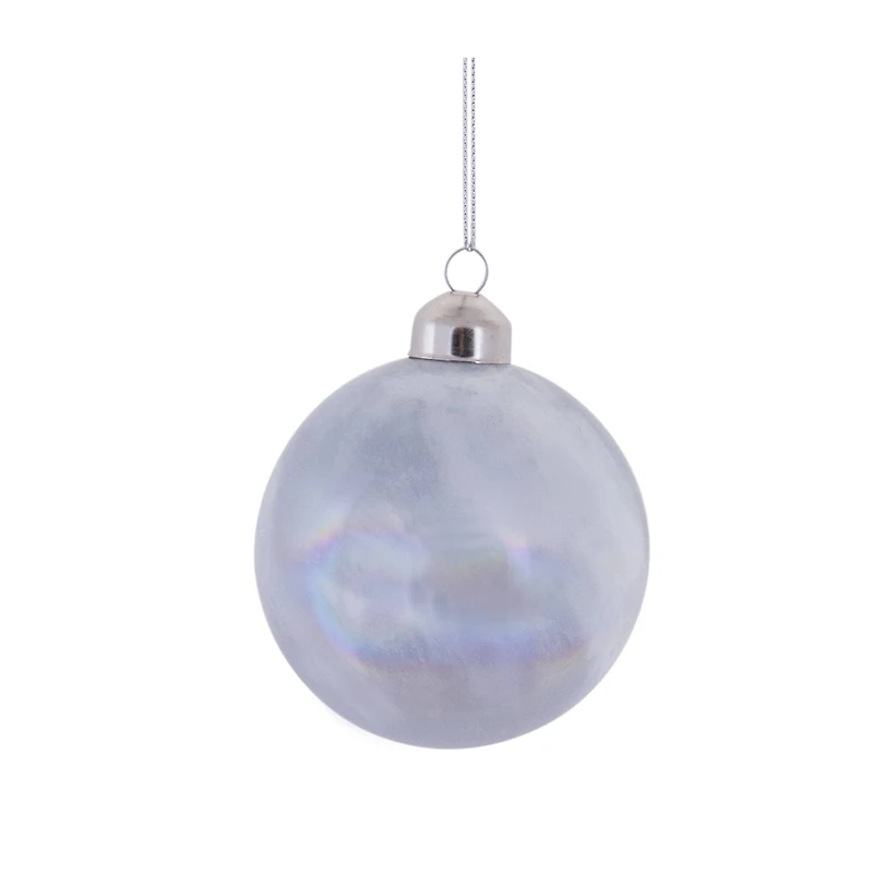 Iridescent Cream Glass Ball Ornament Set