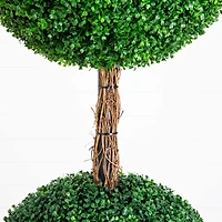 8ft. UV Resistant Artificial Triple Ball Boxwood Topiary Tree (Indoor/Outdoor)