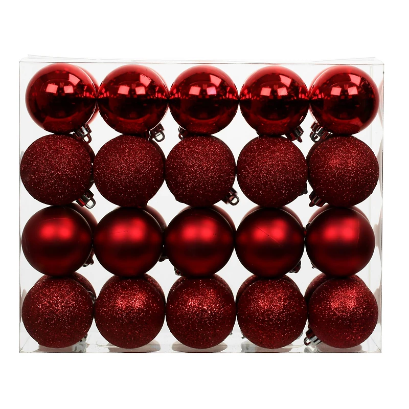 40 Pack 2" Red Solid & Glitter Shatterproof Ball Ornaments by Ashland®