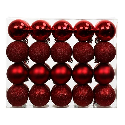 40 Pack 2" Red Solid & Glitter Shatterproof Ball Ornaments by Ashland®