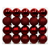 40 Pack 2" Red Solid & Glitter Shatterproof Ball Ornaments by Ashland®