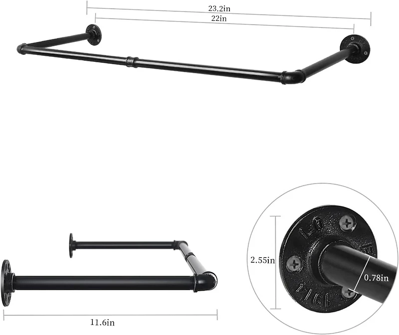 Black Wall Mounted Clothes Rack