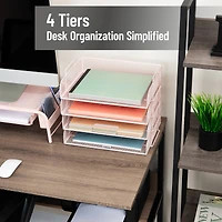 Mind Reader Stackable Paper Tray, Desktop Organizer, File Storage, Office, Metal Mesh, 4 Pcs