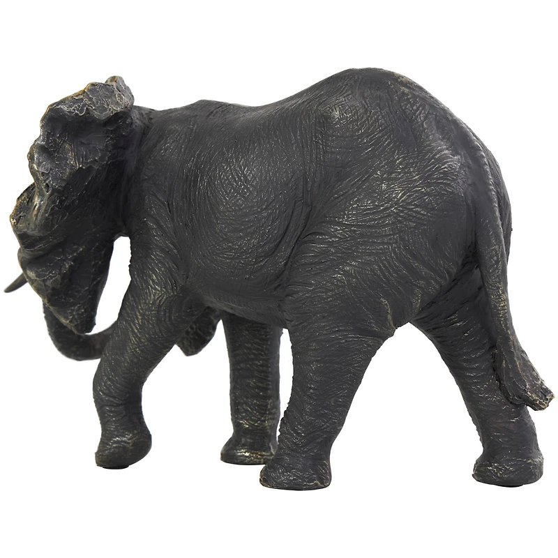 10" Bronze Polystone Elephant Sculpture with Gold Detailing