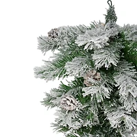 22" Unlit Snowy Flocked Angel Pine with Pine Cones Christmas Teardrop Swag