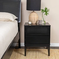 Hello Honey® Crawford 24" Nightstand with Storage Drawers and Natural Woven Cane Detail