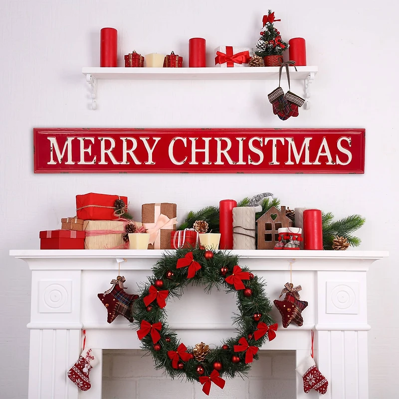 Glitzhome® 45.75" Merry Christmas Metal Wall Sign