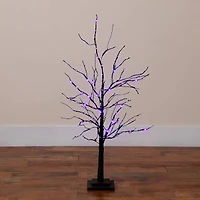 3ft. Pre-Lit Halloween Black Twig Artificial Tree with 80 Orange & Purple LED Lights